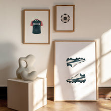 Load image into Gallery viewer, Watercolor basketball soccer, ball, sneakers set of 3 art print 07-27310