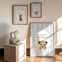 Load image into Gallery viewer, Watercolor blue baby animal bible verse set of 3 art print 07-16302