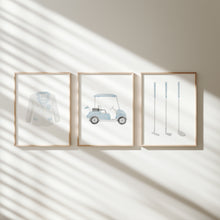 Load image into Gallery viewer, Watercolor Blue golf set of 3 wall art prints 07-27108