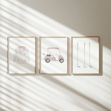 Load image into Gallery viewer, Watercolor Pink golf set of 3 wall art prints 07-27109