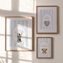 Load image into Gallery viewer, Watercolor blue baby animal bible verse set of 3 art print 07-16302