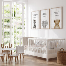 Load image into Gallery viewer, Watercolor safari baby animal bible verse set of 3 art print 07-16304