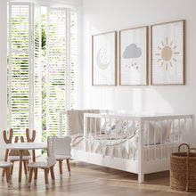 Load image into Gallery viewer, Watercolor boho pastel moon, sun, cloud set of 3 art print 07-26408