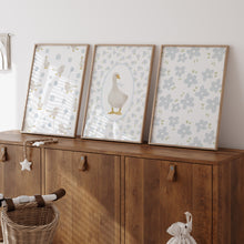 Load image into Gallery viewer, Watercolor Blue Silly goose set of 3 art prints 07-27603