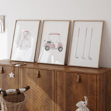 Load image into Gallery viewer, Watercolor Pink golf set of 3 wall art prints 07-27109