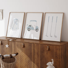 Load image into Gallery viewer, Watercolor Blue golf set of 3 wall art prints 07-27108