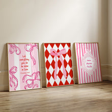 Load image into Gallery viewer, Aesthetic red Valentines coquette bible verse set of 3 girly art prints