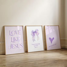Load image into Gallery viewer, set of 3 Purple trendy girly bible verse wall art prints