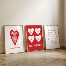 Load image into Gallery viewer, Aesthetic red Valentines coquette bible verse set of 3 girly art prints 2