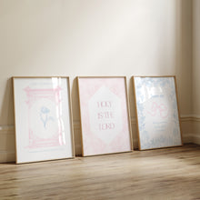 Load image into Gallery viewer, Light blue and pink coquette Girly bible verse wall art prints