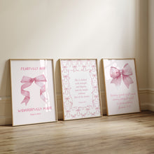 Load image into Gallery viewer, set of 3 Pink girly bible verse wall art prints