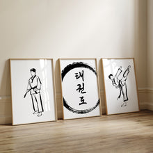 Load image into Gallery viewer, Korean Traditional style Taekwondo set of 3 art print 12-