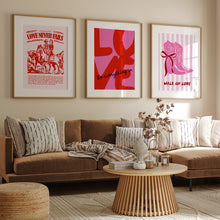 Load image into Gallery viewer, set of 3 Pink red valentines cowgirl bible verse art prints