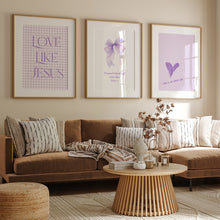 Load image into Gallery viewer, set of 3 Purple trendy girly bible verse wall art prints