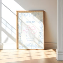 Load image into Gallery viewer, Light blue and pink coquette Girly bible verse wall art prints