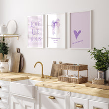 Load image into Gallery viewer, set of 3 Purple trendy girly bible verse wall art prints