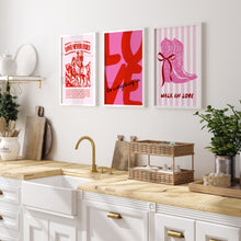 Load image into Gallery viewer, set of 3 Pink red valentines cowgirl bible verse art prints