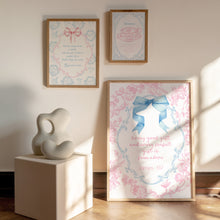 Load image into Gallery viewer, set of 3 pink blue coquette bible verse wall art prints