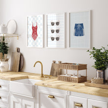 Load image into Gallery viewer, Watercolor summer swimsuit sunglasses painting set of 3 art print 07-33702