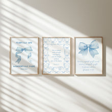 Load image into Gallery viewer, set of 3 Blue girly bible verse wall art prints
