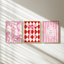 Load image into Gallery viewer, Aesthetic red Valentines coquette bible verse set of 3 girly art prints