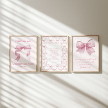 Load image into Gallery viewer, set of 3 Pink girly bible verse wall art prints