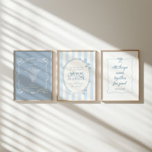 Load image into Gallery viewer, set of 3 blue girly bible verse wall art prints