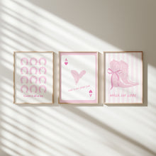 Load image into Gallery viewer, Aesthetic pink Western cowgirl coquette set of 3 bible verse art prints