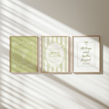 Load image into Gallery viewer, set of 3 sage green girly bible verse wall art prints