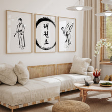 Load image into Gallery viewer, Korean Traditional style Taekwondo set of 3 art print 12-