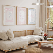 Load image into Gallery viewer, Light blue and pink coquette Girly bible verse wall art prints