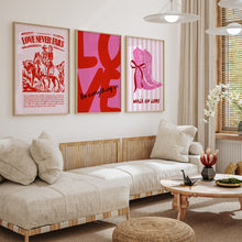 Load image into Gallery viewer, set of 3 Pink red valentines cowgirl bible verse art prints