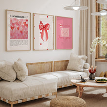 Load image into Gallery viewer, Aesthetic red Valentines coquette bible verse set of 3 girly art prints 3