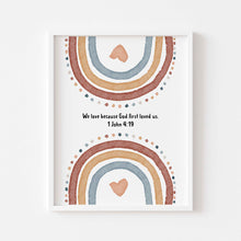 Load image into Gallery viewer, Watercolor boho nursery Christian kids bible verse set of 4 art prints 07-189