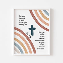 Load image into Gallery viewer, Watercolor boho nursery Christian kids bible verse set of 4 art prints 07-189