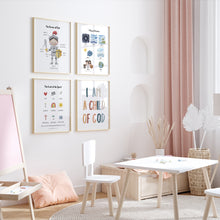 Load image into Gallery viewer, Watercolor Christian kids set of 4 biblical educational art prints 07-146