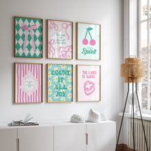 Load image into Gallery viewer, Aesthetic Pink Mint green set of 6 girly Christian bible verse art prints