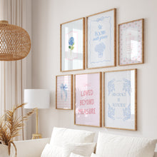 Load image into Gallery viewer, Blue pink aesthetic set of 6 Christian wall art prints 02-326