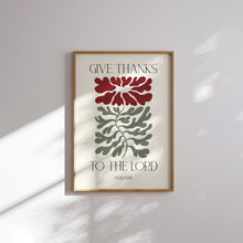 Load image into Gallery viewer, Aesthetic red green fall thanks giving Christian bible verse art print