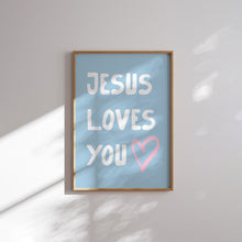 Load image into Gallery viewer, Blue pink girly aesthetic Christian bible verse wall art print