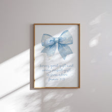 Load image into Gallery viewer, Blue girly aesthetic Christian bible verse wall art print