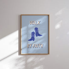 Load image into Gallery viewer, Western Blue cowgirl Christian bible verse art print