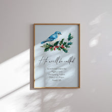 Load image into Gallery viewer, Blue Christian Christmas Bible Verse Wall Art Print (Choose your Print) 13-211