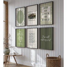 Load image into Gallery viewer, Sage green Christian Bible verse Gallery wall art prints