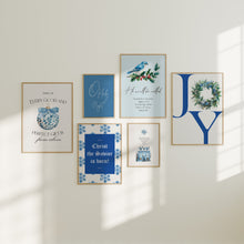Load image into Gallery viewer, Set of 6 Blue Christian Christmas Bible Verse Wall Art Prints 13-211