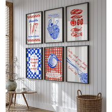 Load image into Gallery viewer, Modern Blue Red Christian Kitchen Bible verse Gallery wall art prints