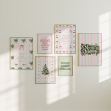 Load image into Gallery viewer, Set of 6 Whimsical Pink Green Christian Christmas Bible Verse Wall Art Bundle 13-216