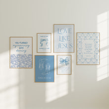 Load image into Gallery viewer, Blue girly aesthetic Christian bible verse wall art print