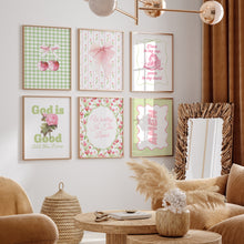 Load image into Gallery viewer, Pink green set of 6 Christian wall art prints 02-322