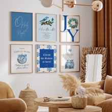 Load image into Gallery viewer, Set of 6 Blue Christian Christmas Bible Verse Wall Art Prints 13-211